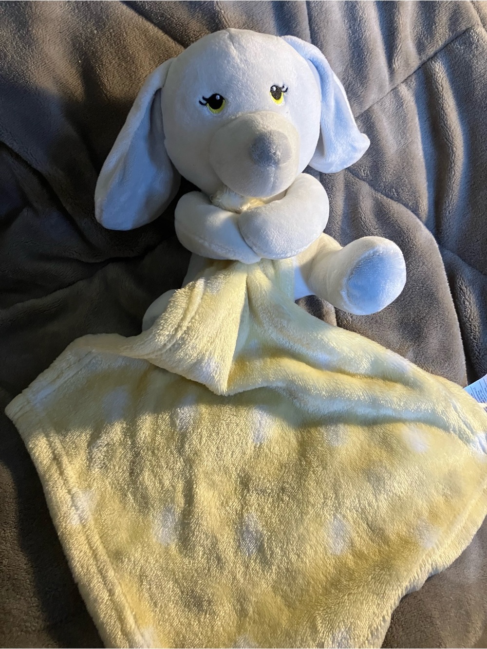Little Beginnings Puppy Dog Yellow Baby Security Blanket Lovey Plush White Gray